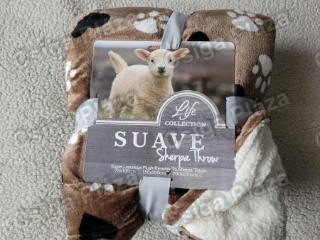 Barna alap szív + tappancs mintás vastag sherpa pléd 150*200 cm